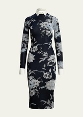 Ralph Lauren Collection Floral Jacquard Sweater Day Dress