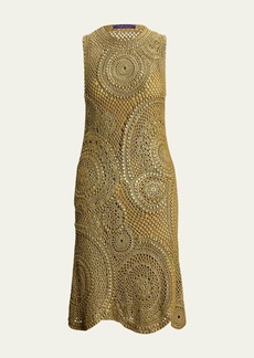 Ralph Lauren Collection Gold Foiled Crochet Midi Dress