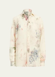 Ralph Lauren Collection Graison Wildflowers-Print Linen Voile Collared Shirt