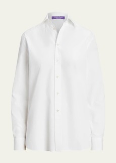 Ralph Lauren Collection High-Low Cotton Boyfriend Blouse  White