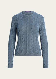 Ralph Lauren Collection Cable-Knit Silk Crewneck Sweater
