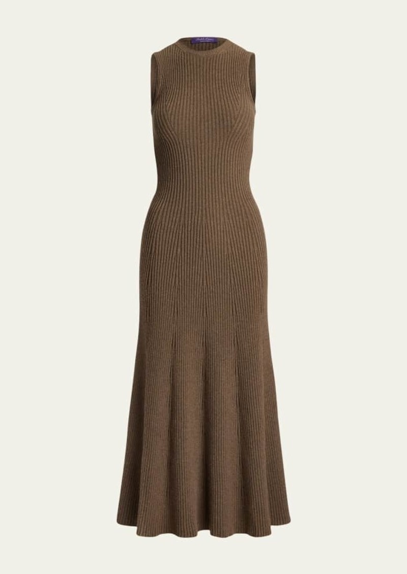 Ralph Lauren Collection Lofty Cashmere Rib Sleeveless Midi Day Dress