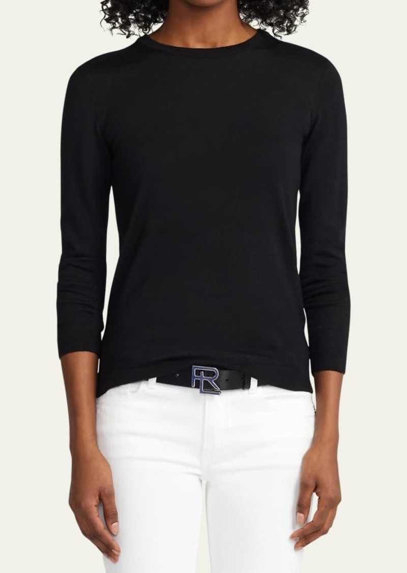 Ralph Lauren Collection Long-Sleeve Cashmere Crewneck Sweater  Black