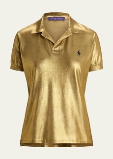 Ralph Lauren Collection Foiled Silk Jersey Polo Sweater