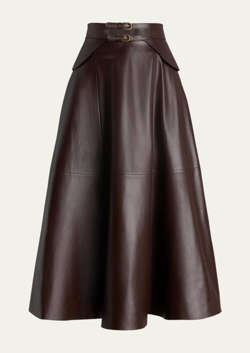 Ralph Lauren Collection Millie Circle-Cut Soft Leather Skirt