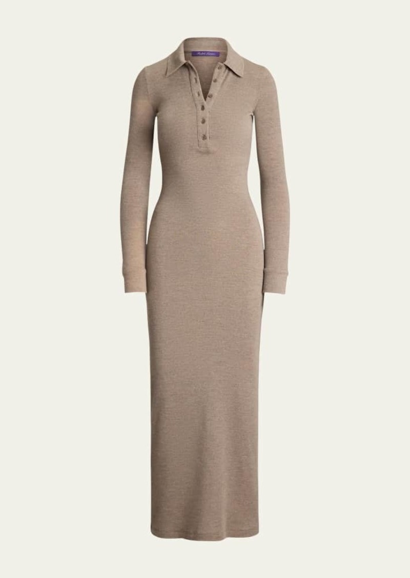 Ralph Lauren Collection Mélange Wool Jersey Polo Day Dress