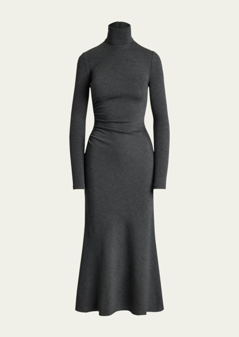 Ralph Lauren Collection Mélange Wool Jersey Turtleneck Day Dress