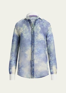 Ralph Lauren Collection Nancie Washed Wildflowers Silk Button-Front Shirt