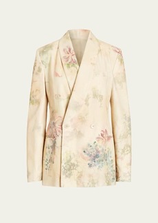 Ralph Lauren Collection Nelson Faded Floral-Print Double-Breasted Denim Blazer Jacket