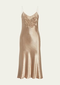 Ralph Lauren Collection Rebekka Hammered Satin Midi Dress with Beading