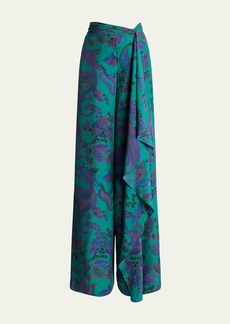 Ralph Lauren Collection Schmitt Paisley-Print Drape Wide-Leg Pants