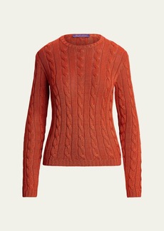 Ralph Lauren Collection Silk Cable-Knit Crewneck Sweater