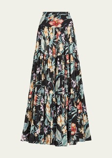 Ralph Lauren Collection Sutton Delano Tropical Floral Tiered Maxi Skirt