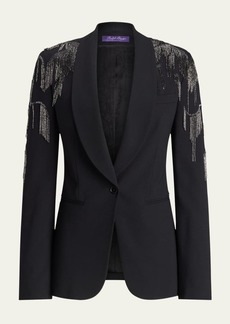 Ralph Lauren Collection Tamara Luxury Wool Crepe Blazer Jacket with Crystal Embellishment