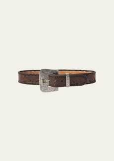 Ralph Lauren Collection Tooled Lasered Leather Medium Belt