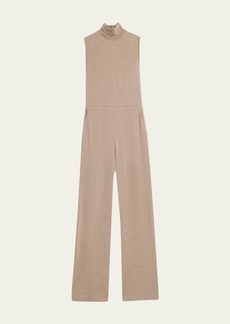 Ralph Lauren Collection Turtleneck Wide Leg Melange Wool Jersey Jumpsuit