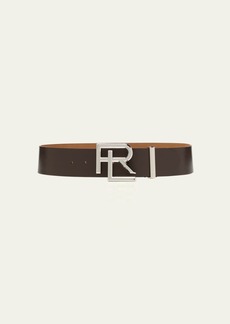 Ralph Lauren Collection Wide Leather Belt with Box Logo Buckle