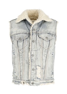 Ralph Lauren Distressed Vest in Light Blue Cotton Denim