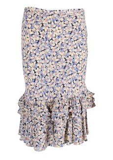 Ralph Lauren Floral Ruffled Midi Skirt in Multicolor Cotton