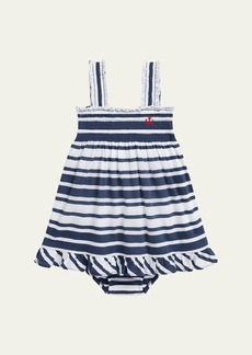 Ralph Lauren Childrenswear Girl's Nautical-Inspired Smocked Dress W/ Bloomers  Size 6M-24M