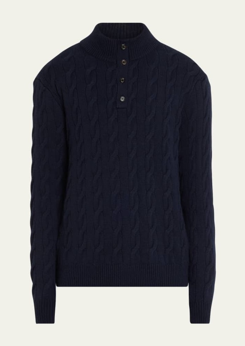 Ralph Lauren Men's 4-Button Cable Cashmere Sweater