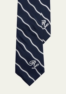 Ralph Lauren Men's Logo Stripe Silk Tie