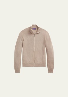 Ralph Lauren Men's Textured Silk Cotton Front-Zip Sweater