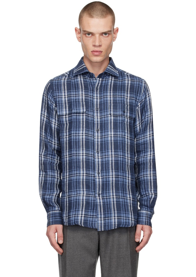 Ralph Lauren Purple Label Blue Plaid Shirt