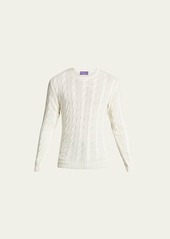 Ralph Lauren Purple Label Cashmere Cable-Knit Crewneck Sweater  Cream