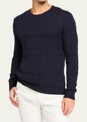Ralph Lauren Purple Label Cashmere Cable-Knit Crewneck Sweater  Navy