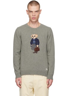 Ralph Lauren Purple Label Gray Polo Bear Sweater