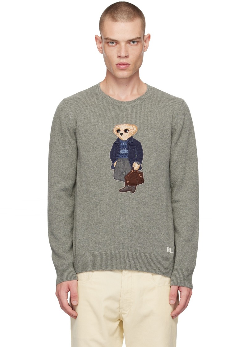 Ralph Lauren Purple Label Gray Polo Bear Sweater