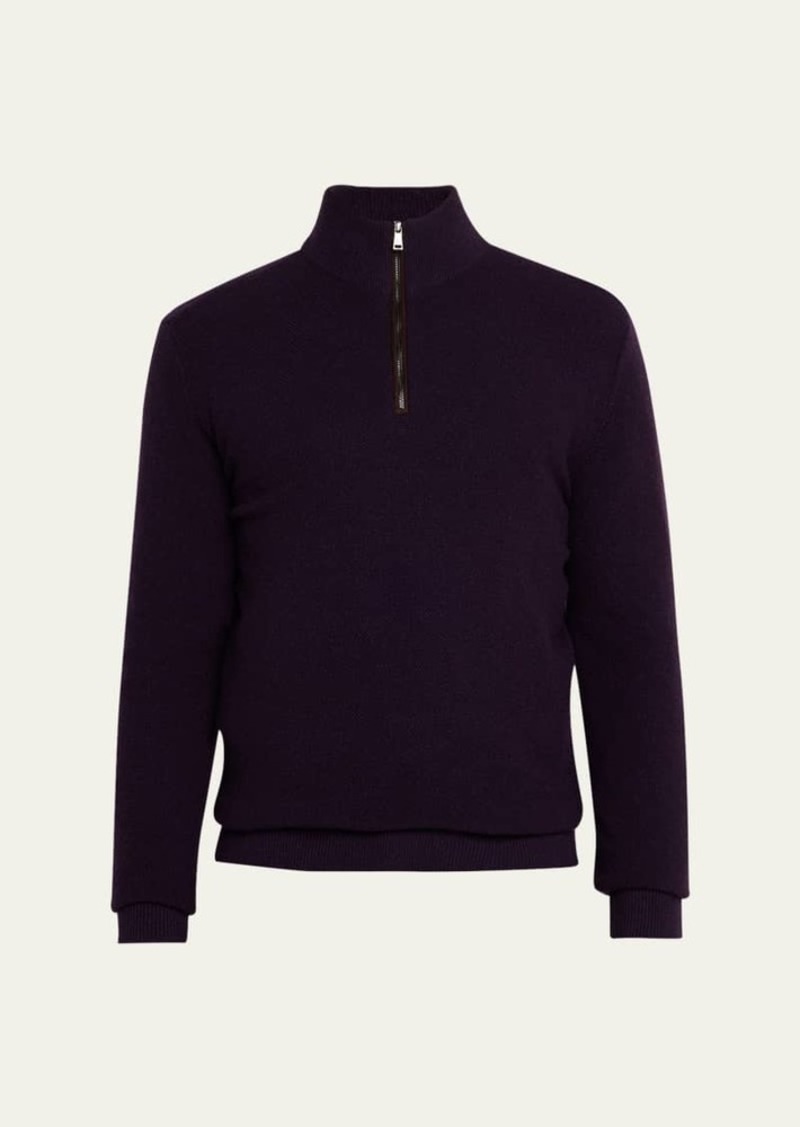 Ralph Lauren Purple Label Men's Cashmere Birdseye Quarter-Zip Sweater