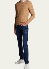 Ralph Lauren Purple Label Men's Cashmere Cable-Knit Crewneck Sweater  Beige
