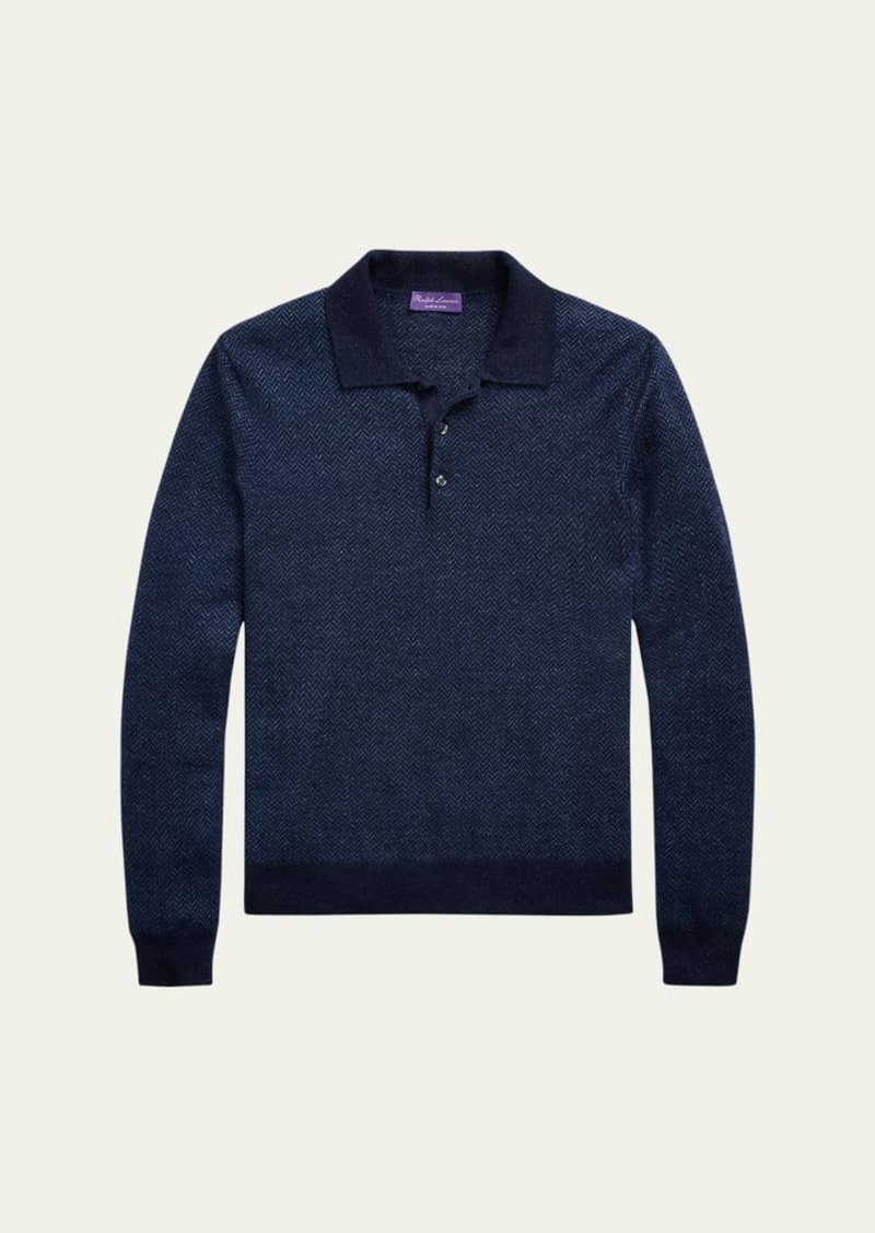 Ralph Lauren Purple Label Men's Cashmere Linen Polo Sweater