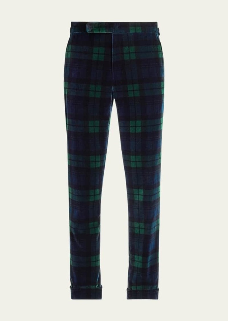 Ralph Lauren Purple Label Men's Gregory Hand-Tailored Plaid Velvet Trousers