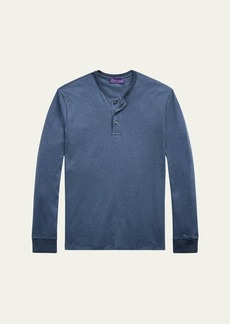 Ralph Lauren Purple Label Men's Interlock Cotton Long-Sleeve Henley Shirt