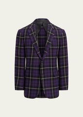 Ralph Lauren Purple Label Men's Kent Handmade Plaid Cashmere Suit Jacket