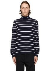 Ralph Lauren Purple Label Navy & White Cashmere Jersey Sweater