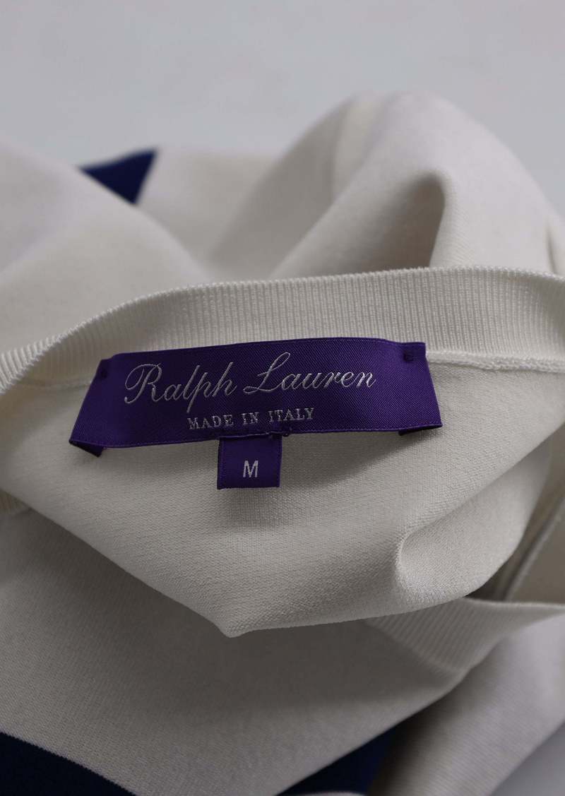 Ralph Lauren Purple Label Striped T-Shirt in White Viscose