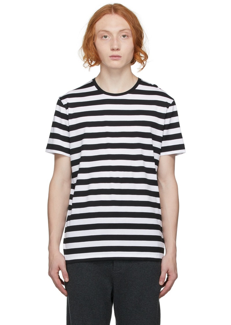 Ralph Lauren Purple Label White & Black Striped Lisle T-Shirt