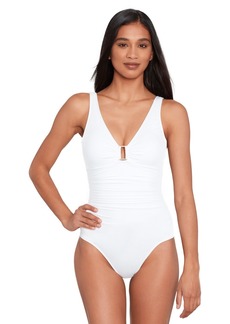 Ralph Lauren Ring Over The Shoulder One Piece Swimsuit - White