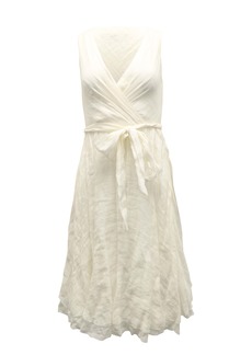 Ralph Lauren Summer Dress with Tie Waist in White Linen