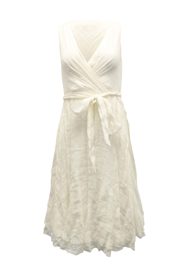 Ralph Lauren Summer Dress with Tie Waist in White Linen