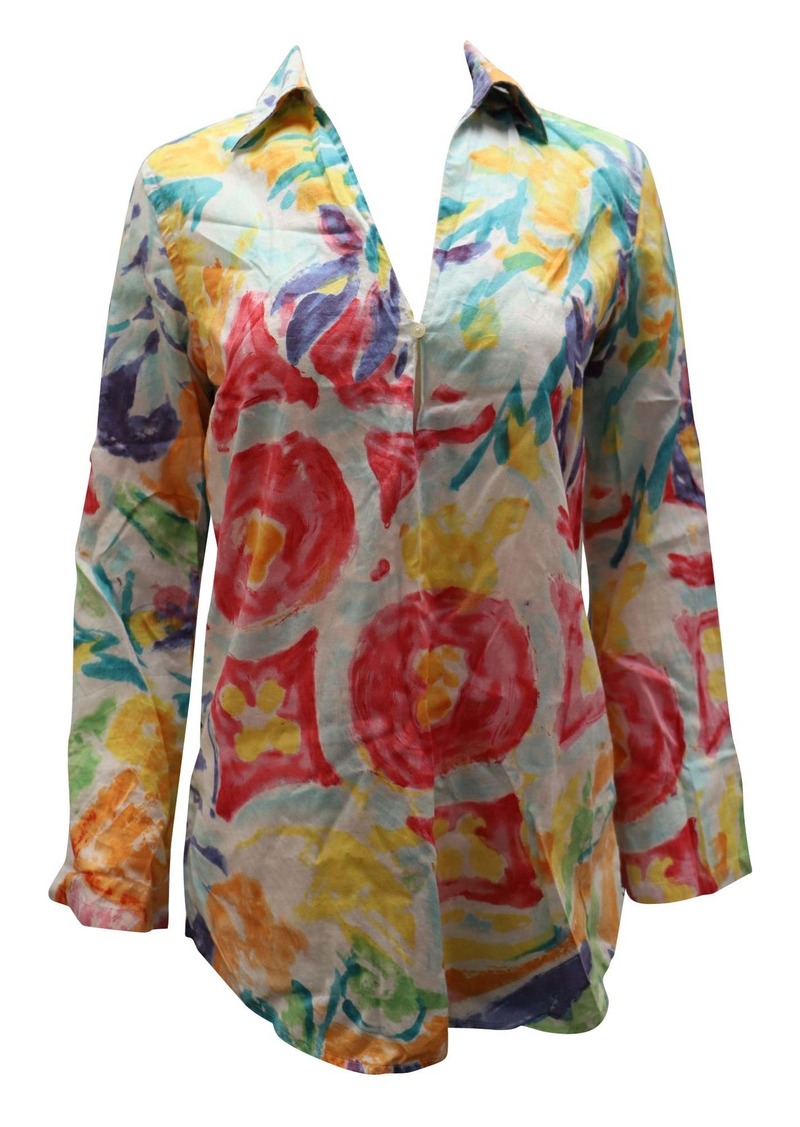 Ralph Lauren Watercolor Tunic Top in Multicolor Cotton