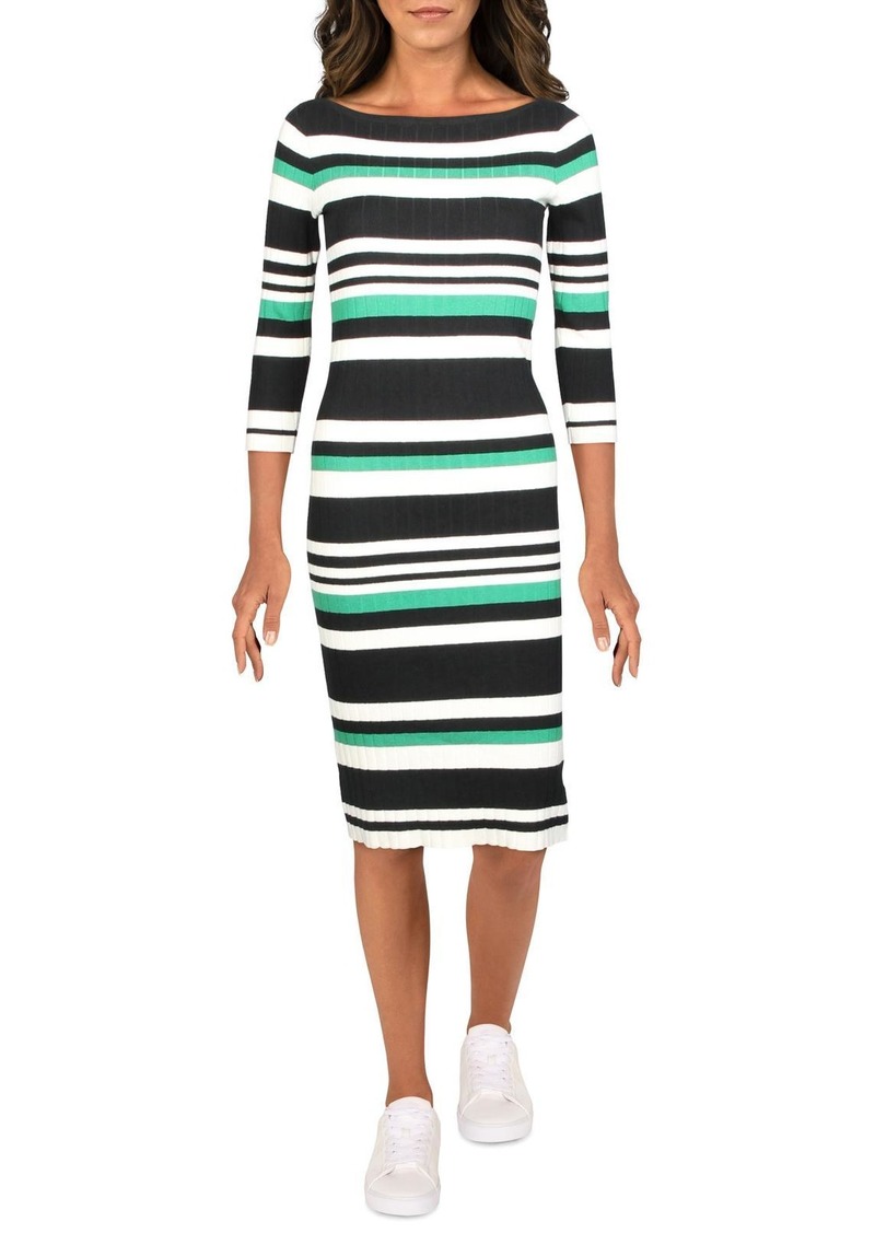 Ralph Lauren Razella Womens Striped Ribbed Sweaterdress