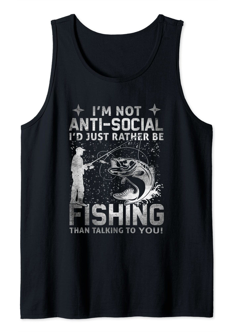 Ralph Lauren Really! - I'm Not Anti-Social I'd Just Rather Be Fishing Tank Top