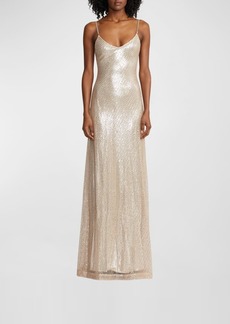 Ralph Lauren Reymond Embellished Sleeveless Slip Gown