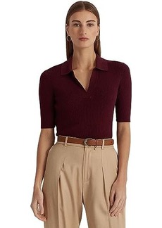 Ralph Lauren Rib-Knit Cotton-Blend Polo Sweater