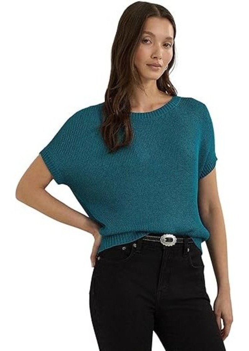 Ralph Lauren Rib-Knit Short-Sleeve Sweater